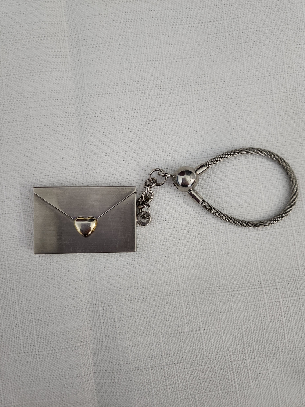 Vintage Hallmark Envelope Charm Keyring with Gold Heart Accent
